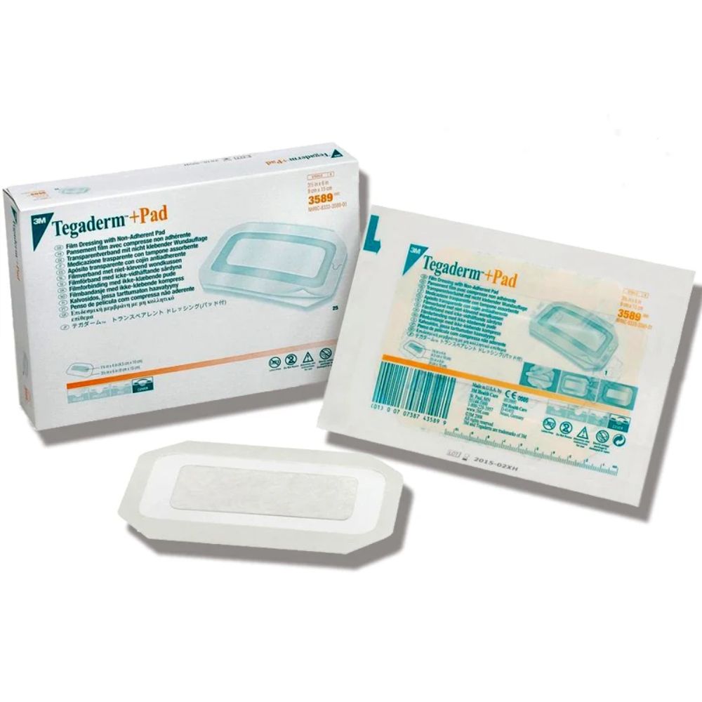 Tegaderm + Pad tamaño 09x25: apósito transparente con almohadilla y envases
