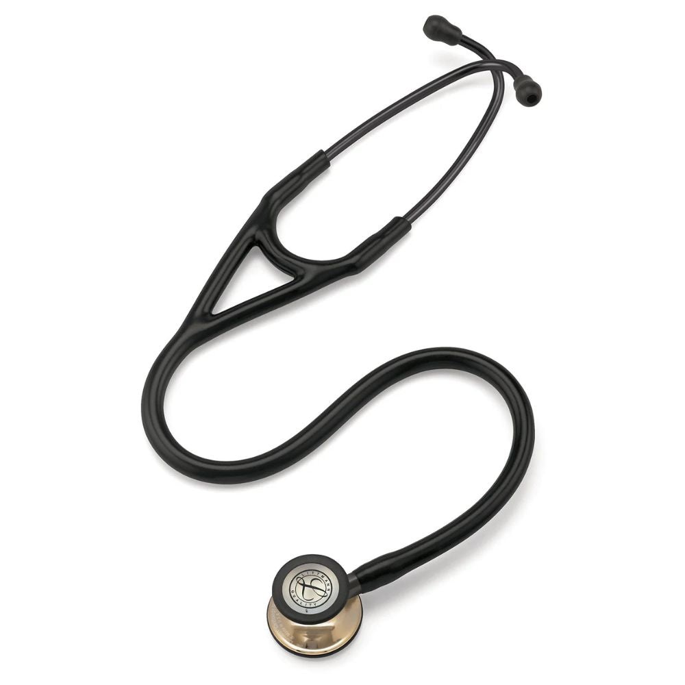 Fonendo negro con campana color champagne y tubos negros, modelo Cardiologico IV 6179