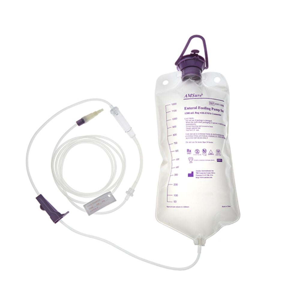 Bolsa de alimentación enteral 500 ml con tubo y pinza de sujeción
