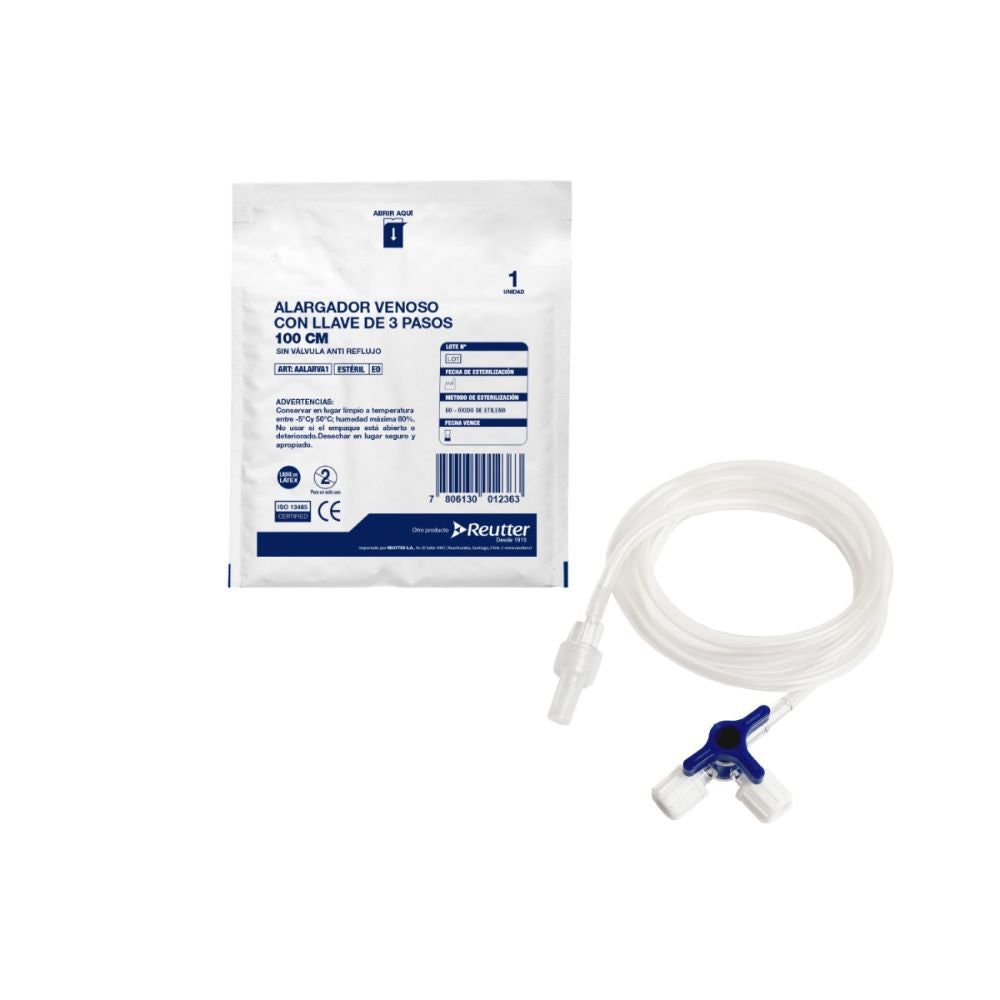 Alargador Oxigeno 2.10 m: tubo blanco con llave azul