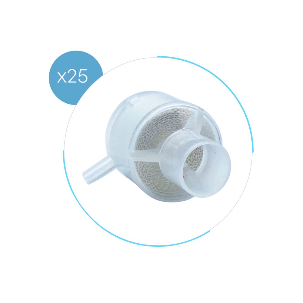 Filtro humidificador Hme C-puerto O2 con malla y dos conectores cilíndricos