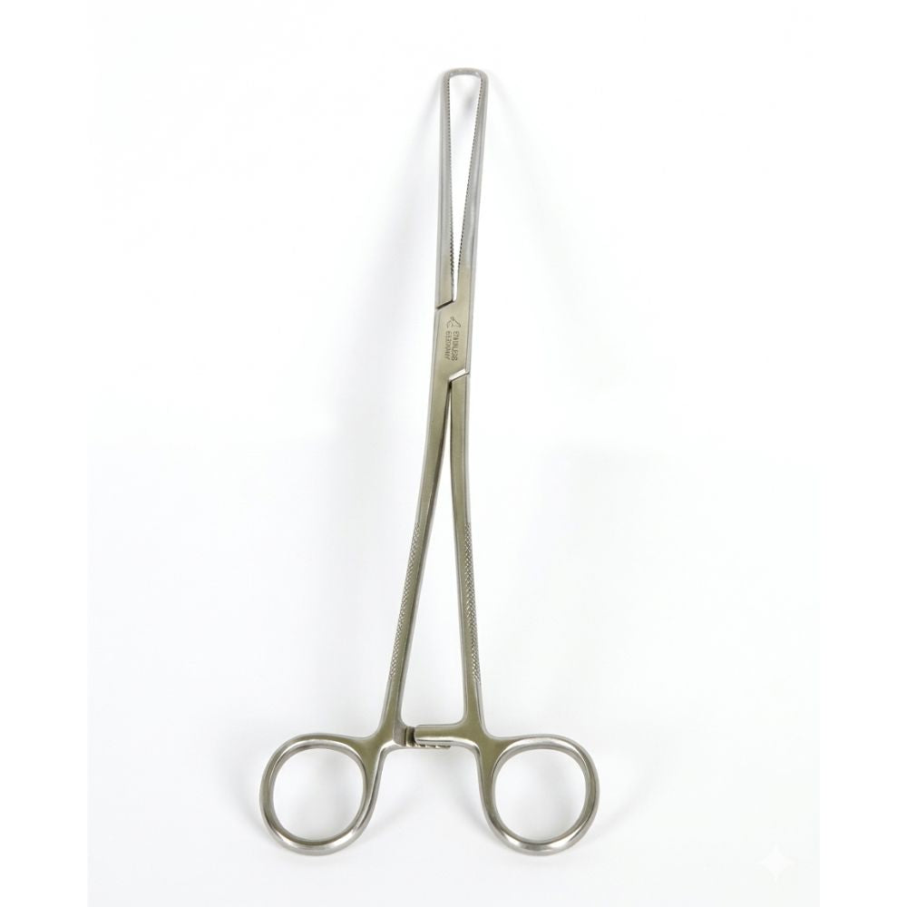 Pinza Pozzi de 25 cm de acero inoxidable, pinzas con puntas circulares y anillas.