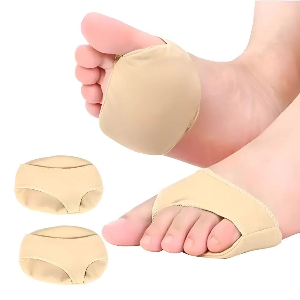 Almohada metatarsal con anillo de tela suave beige para antepié y dedos