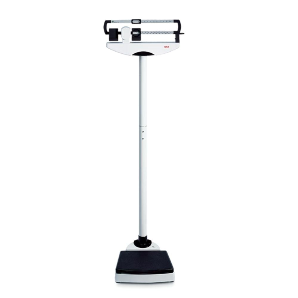Balanza mecánica con tallímetro C, base negra y columna blanca