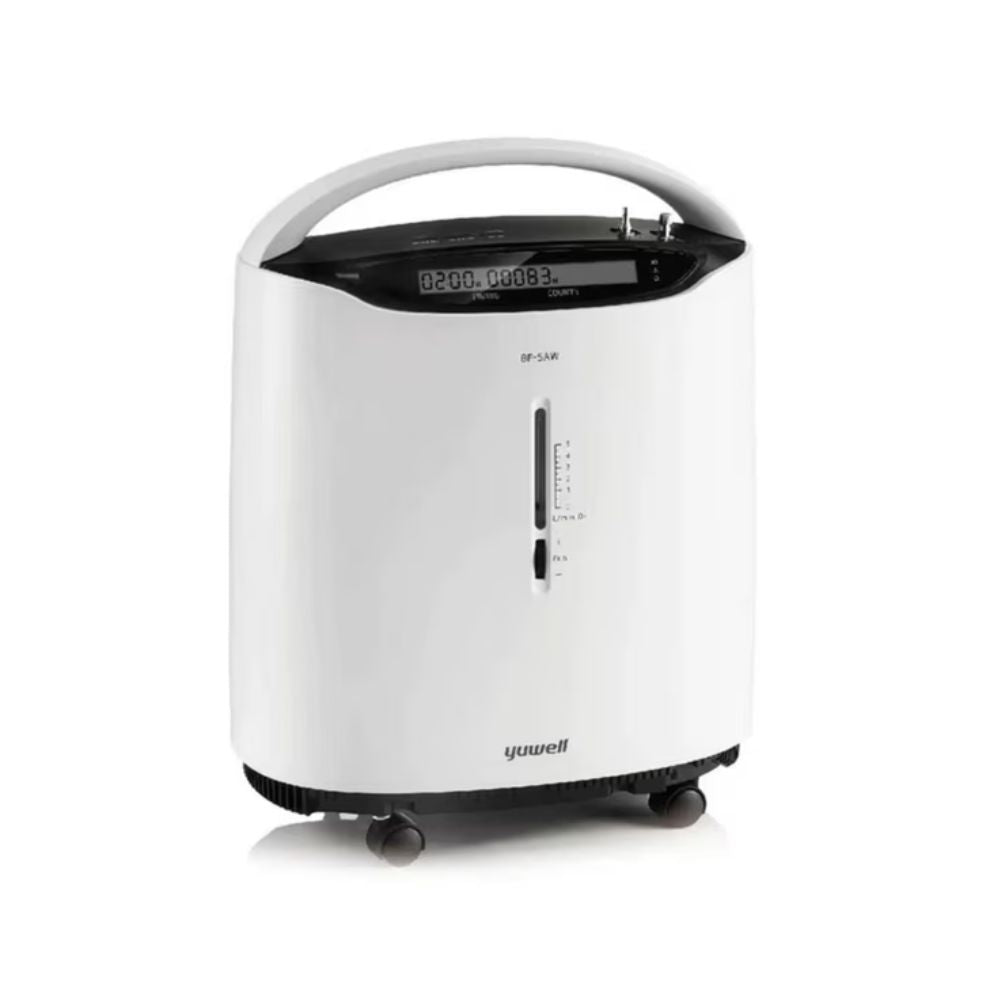 Concentrador de oxígeno Yuwell, 5 L/min, carcasa blanca y panel digital superior
