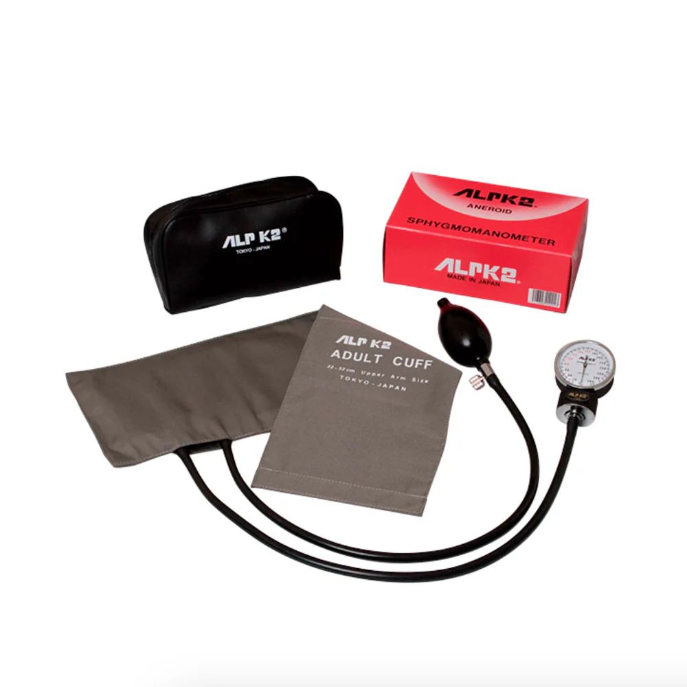 Esfigmomanómetro ALPK2 con brazalete adulto gris, manómetro y pera negra, estuche incluido