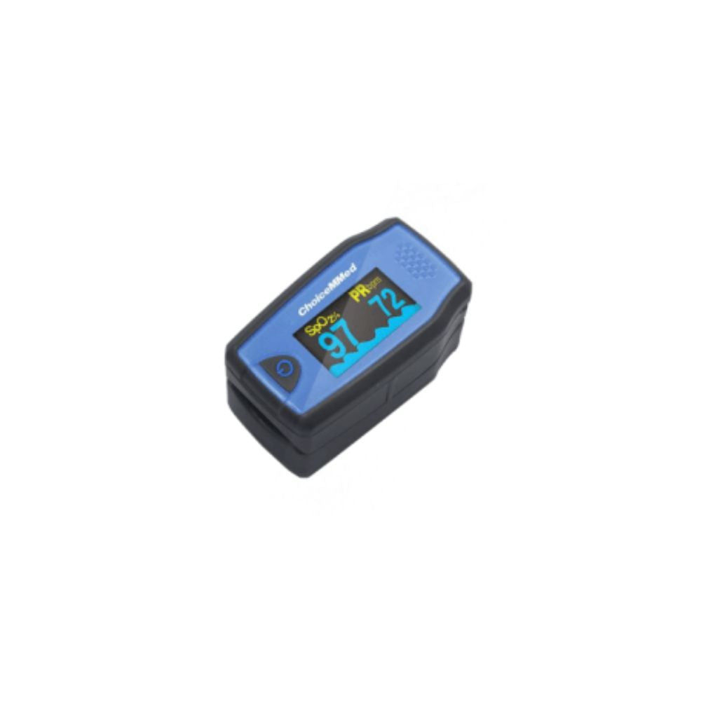 Oximetro de pulso pediátrico digital, pantalla azul con SpO2 97% y PR 72