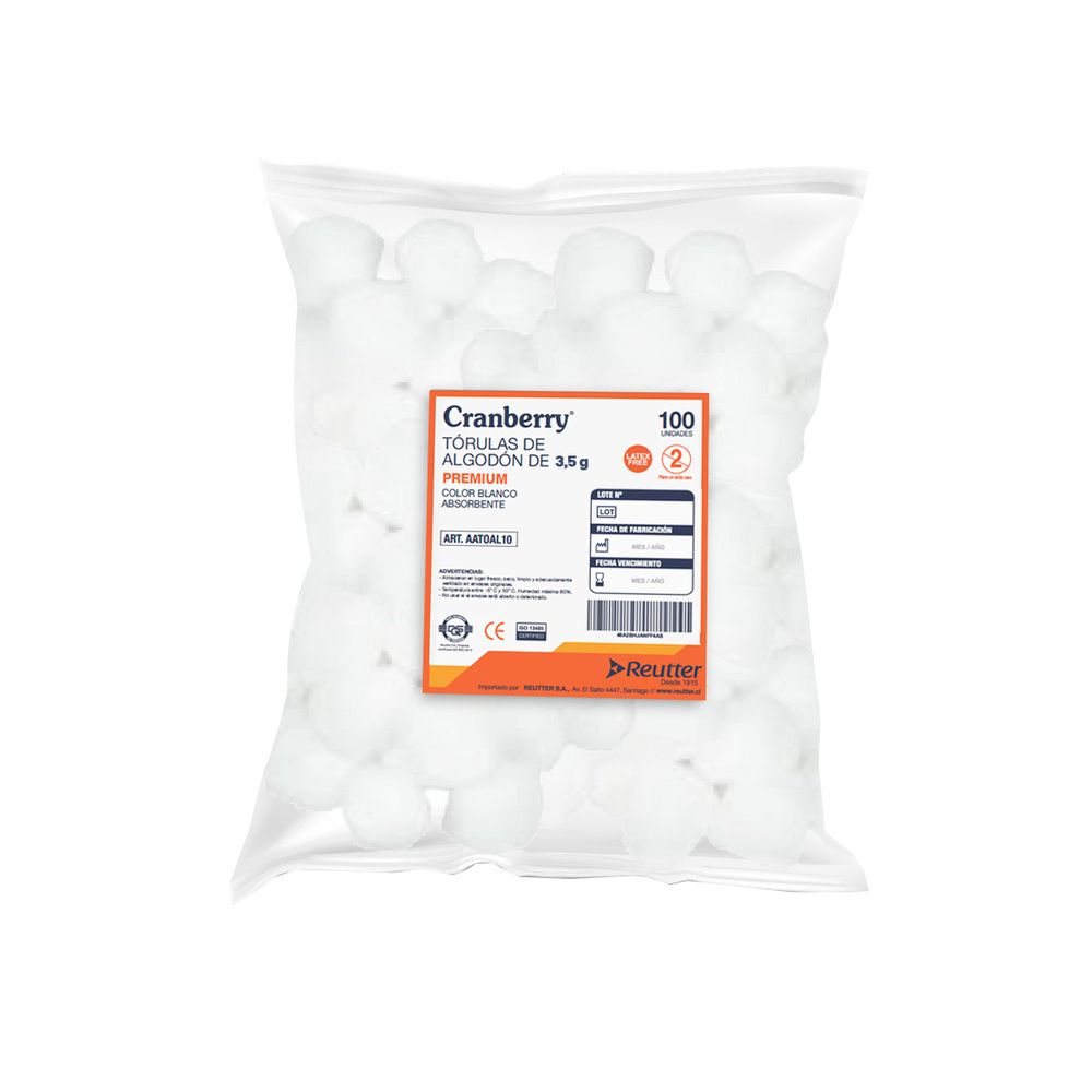 Torulas de algodón blanco en bolsa, 3,5 g (100 unidades)
