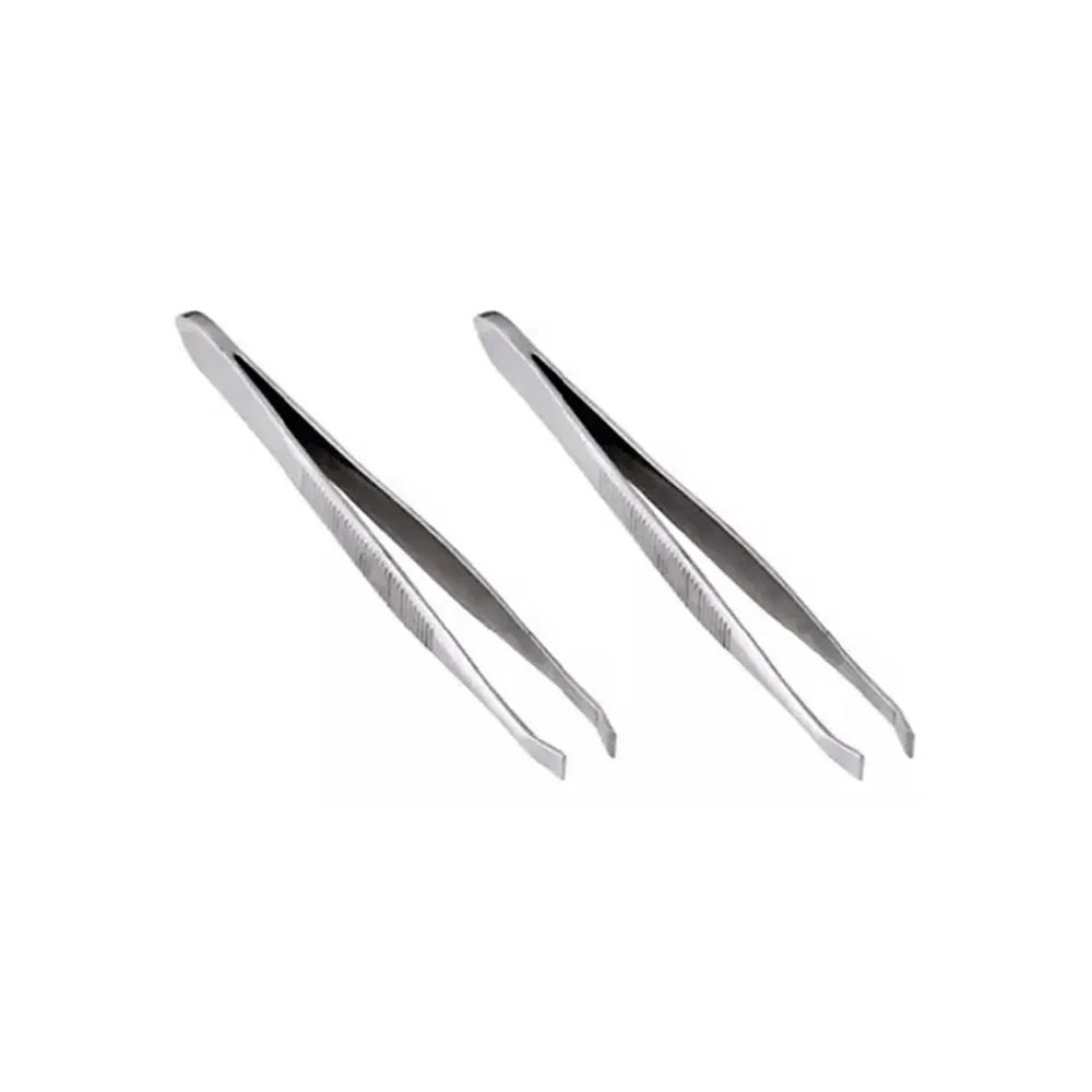 Pinza para cejas con puntas biseladas metálicas