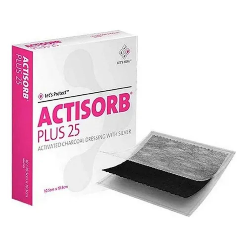 Apósito ACTISORB Plus 25 de carbón activado con plata, sobre sin caja