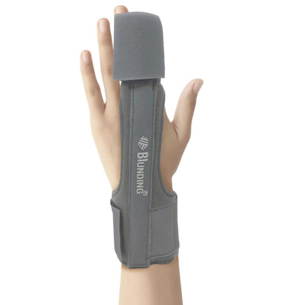 Inmovilizador de dedo adulto HM-111L, férula gris con banda para pulgar