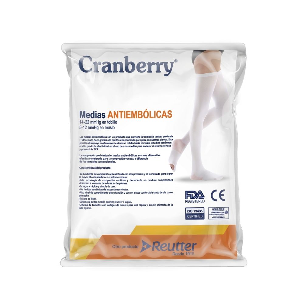 Medias antiembólicas en bolsa, 14-22 mmHg tobillo y 5-12 mmHg muslo