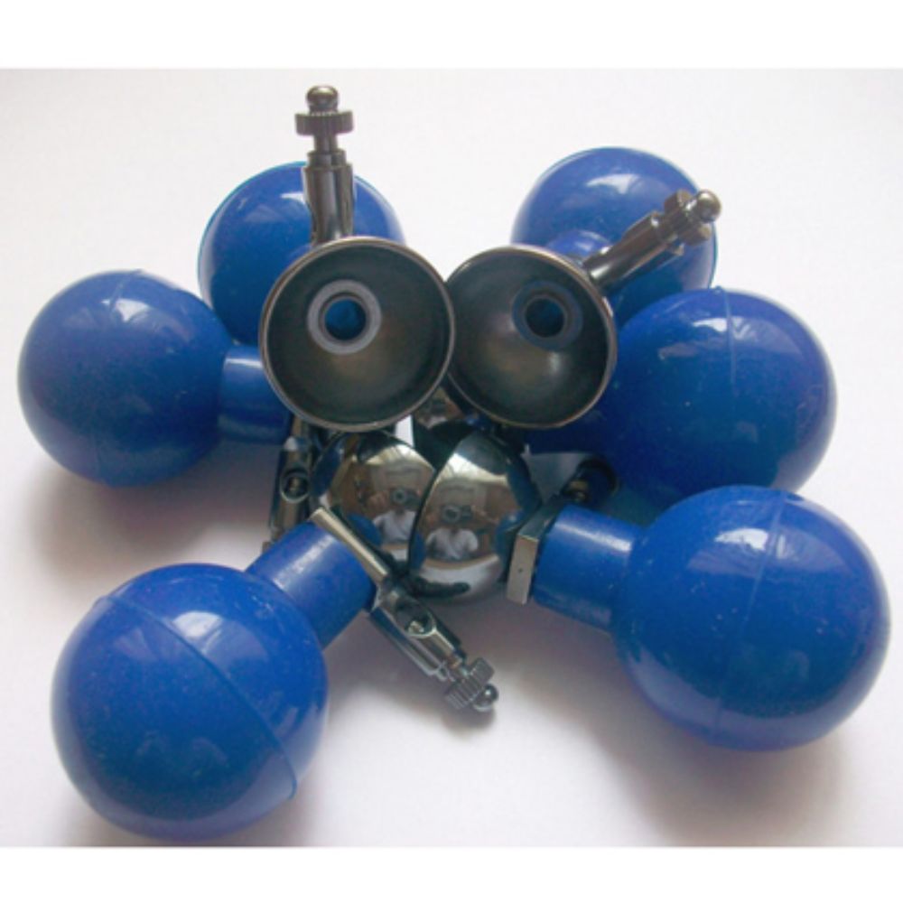 Pera precordial juego: conectores cromados y dos cabezales con peras azules