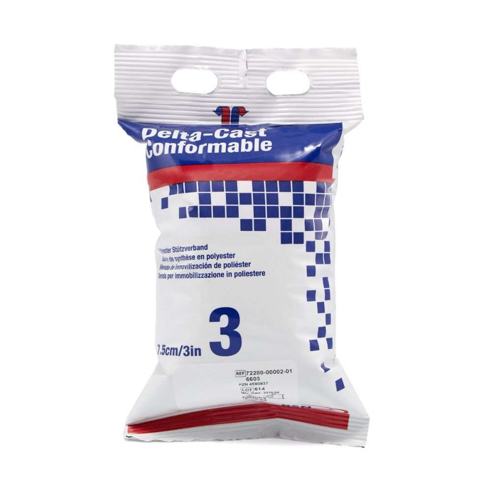 Venda de yeso plástico Delta-cast conformable blanca, rollo 7,5 cm x 3,6 m