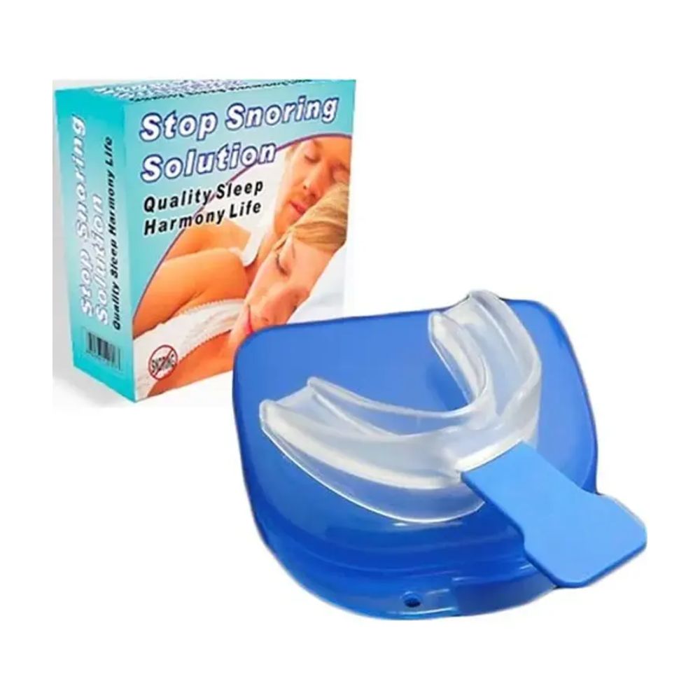 Placa mandibular anti-ronquidos azul con protector transparente