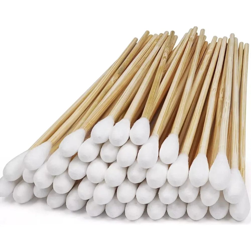 Hisopos de madera 16 cm no estériles con puntas de algodón (paq x100)