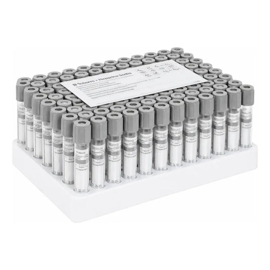 Tubo de muestra con tapa gris GBvac, conjunto de tubos en soporte