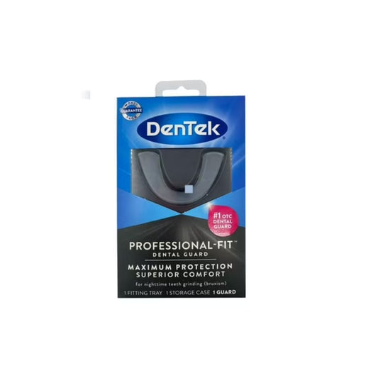 Placa antibruxismo Dentek en estuche, protector dental negro