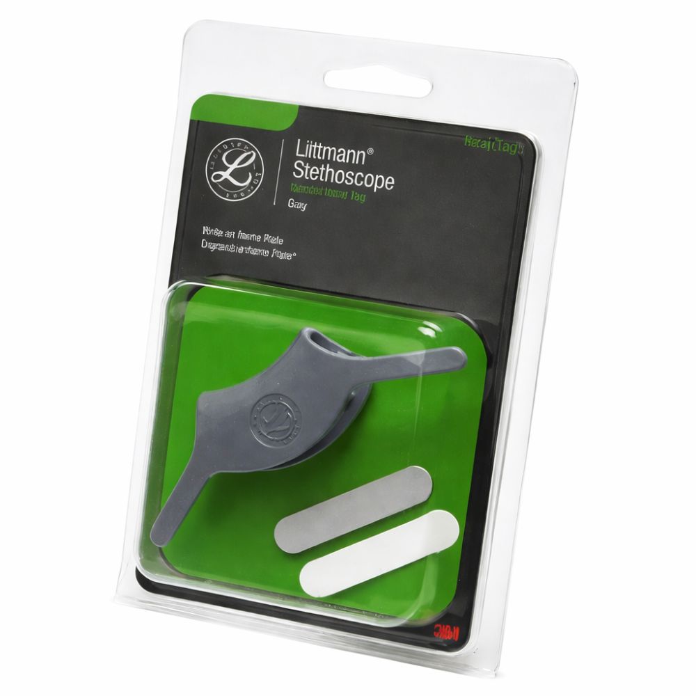 Identificador personal para fonendo Littmann, color gris, en blister transparente.