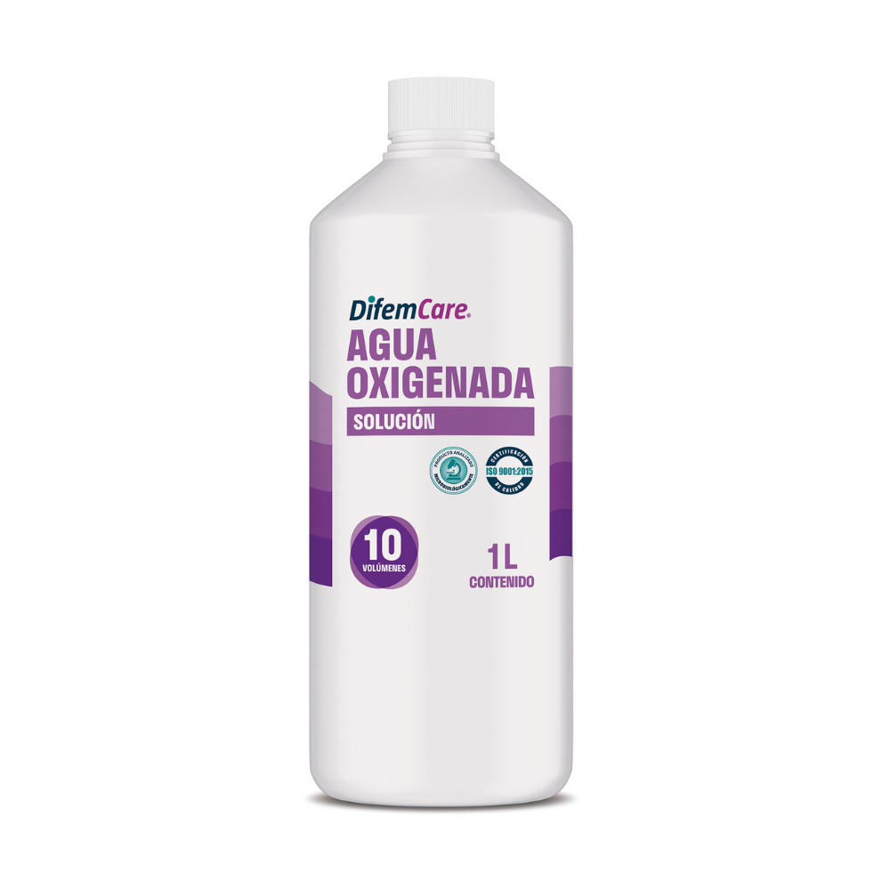 Agua oxigenada 10 vol solución, 1 L contenido, frasco blanco con tapa