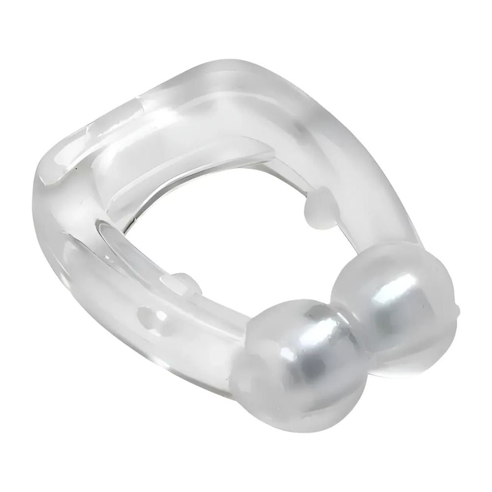 Clip nasal antirronquido transparente, arco con boquillas de apoyo.