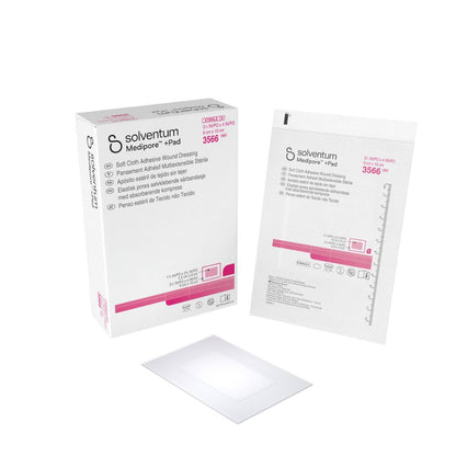 Apósito Medipore + Pad adhesivo estéril 09x10 cm (3566), almohadilla blanca