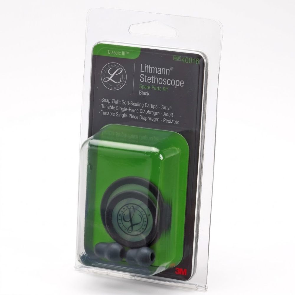 Kit repuesto Littmann negro clásico III/Card IV, empaquetado con piezas y diafragmas