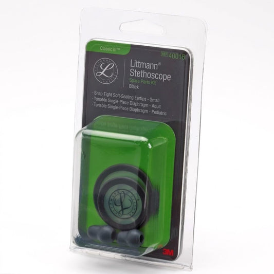 Kit repuesto Littmann negro clásico III/Card IV, empaquetado con piezas y diafragmas