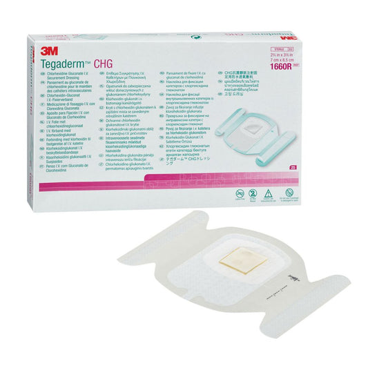 Tegaderm CHG IV: apósito transparente 7×8,5 cm con pieza central (25)