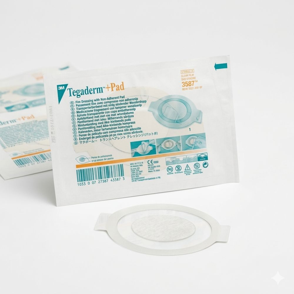 Tegaderm + Pad tamaño 09x10: apósito ovalado transparente con almohadilla