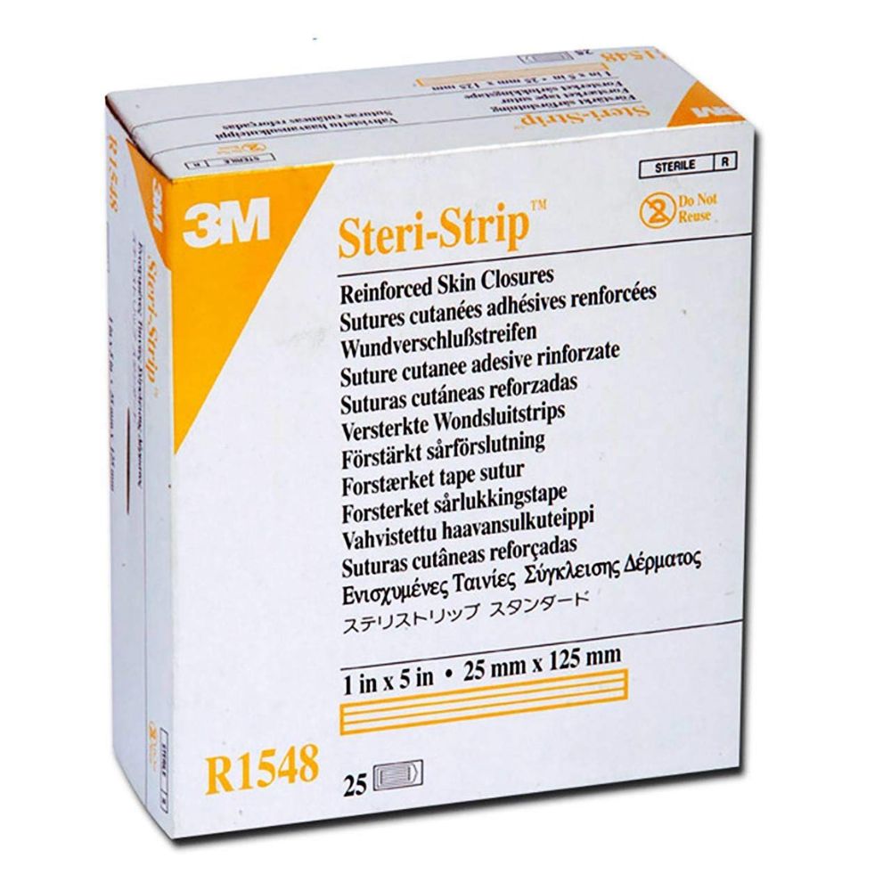 Steri-Strip R1548, 25 mm x 125 mm, tiras adhesivas reforzadas en caja (25)
