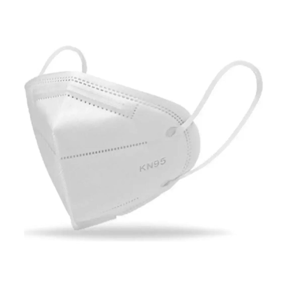 Mascarilla KN95 blanca con forma plegada y banda elástica doble