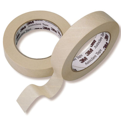 Cinta autoclave 12 mm x 50 m 1322-12, color beige, roll y tira suelta