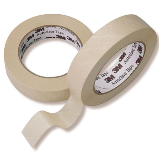 Cinta autoclave 12 mm x 50 m 1322-12, color beige, roll y tira suelta