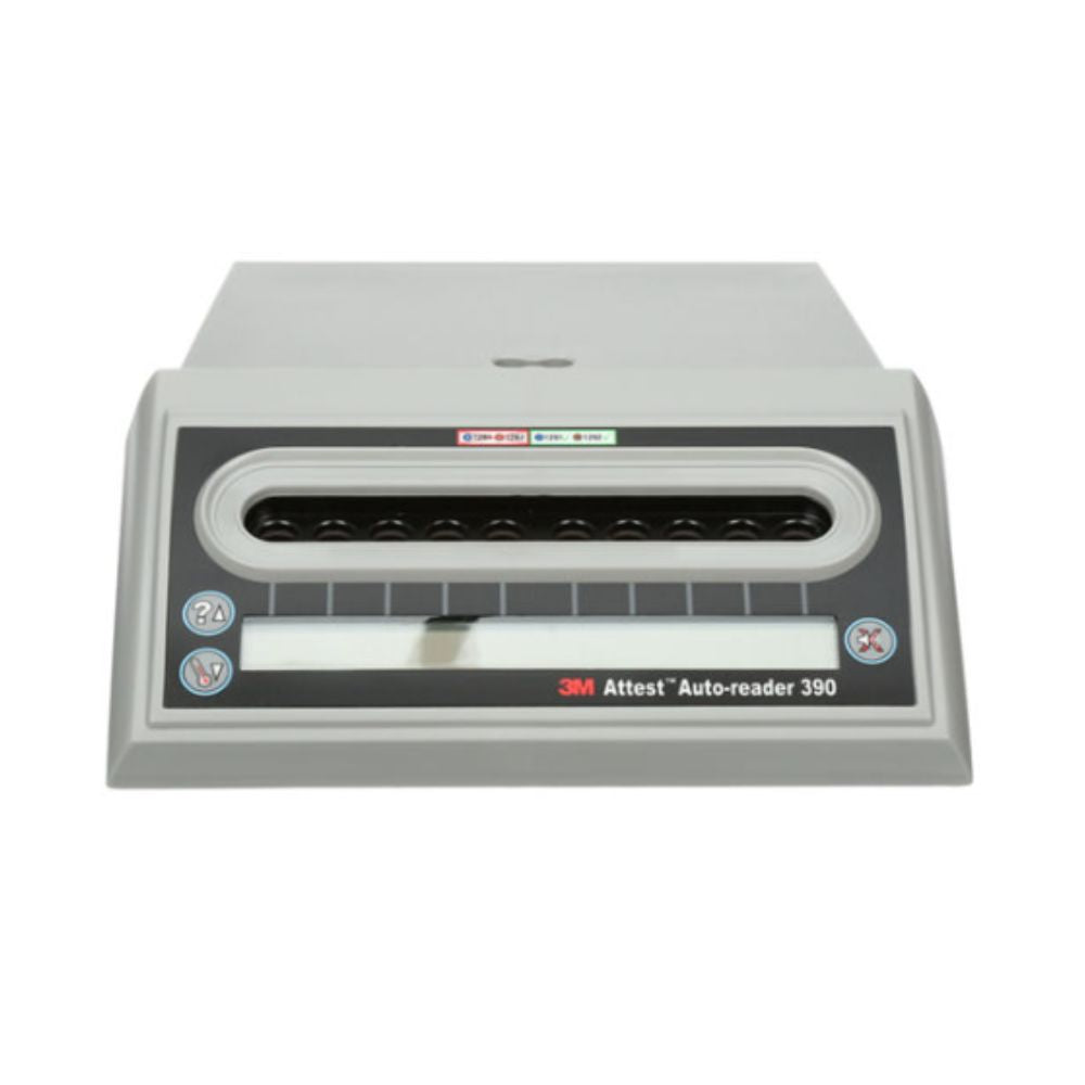 Attest 390 auto-reader front panel with cartridge port and control windows