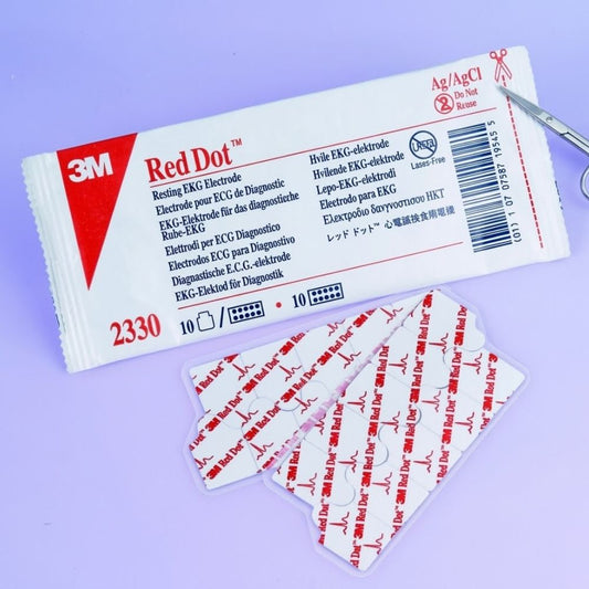Electrodos EKG Red Dot 2330 Ag/AgCl, paquete con 10 y dos electrodos gel