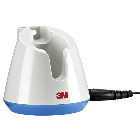 Cargador para rasuradora Clipper con base blanca y cable negro, logo 3M
