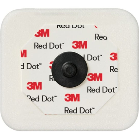 Electrodo radiolúcido 2570: envase con etiqueta Red Dot y disco negro central.