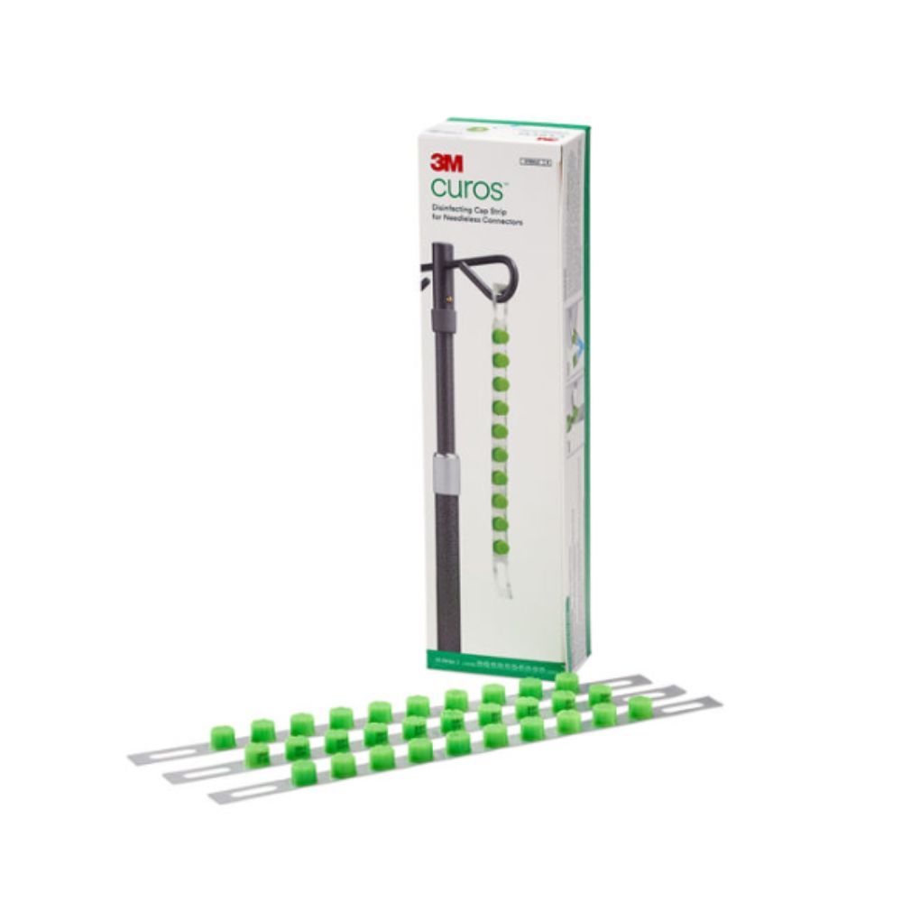 Conectores desinfectantes Curos verdes para conector libre de aguja, con estuche