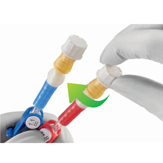 Protector desinfectante para hemodiálisis con conectores de manguera y guante
