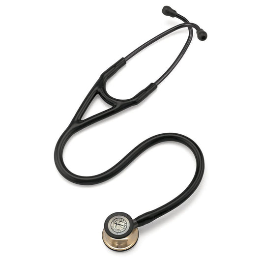 Fonendo negro con campana color champagne y tubos negros, modelo Cardiologico IV 6179