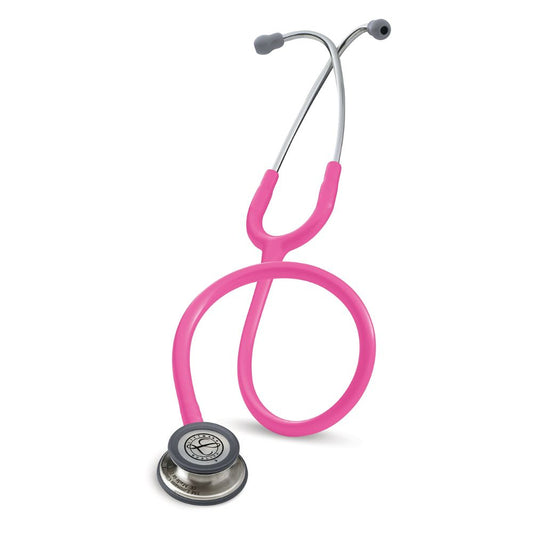 Fonendoscopio clásico III rosado, con campana metálica y doble tubo en rosa