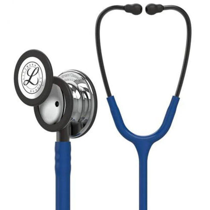 Fonendo Littmann con manguera azul y campana cromada, doble cabezal oscuro