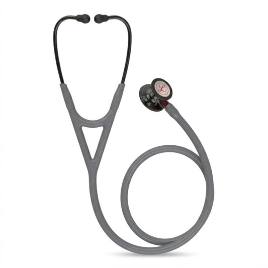 Fonendo Cardiologico IV: tubos grises, campana negra y diafragma rojo