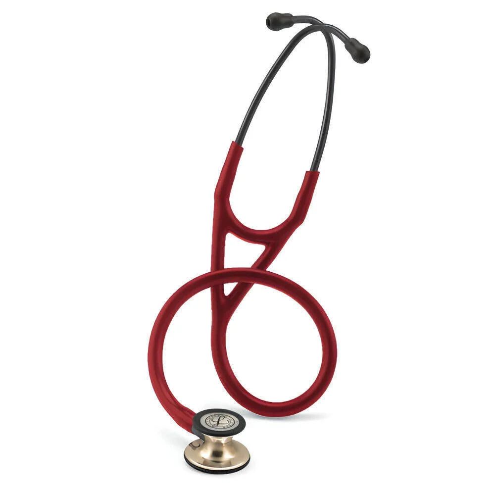 Fonendo Cardiologico IV con tubo burdeos y campana color champaña