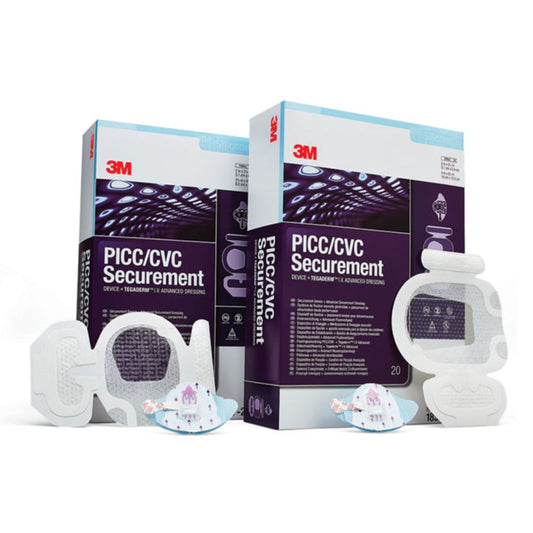 Sistema de fijación PICC/CVC 3M con apósitos transparentes y soporte adhesivo