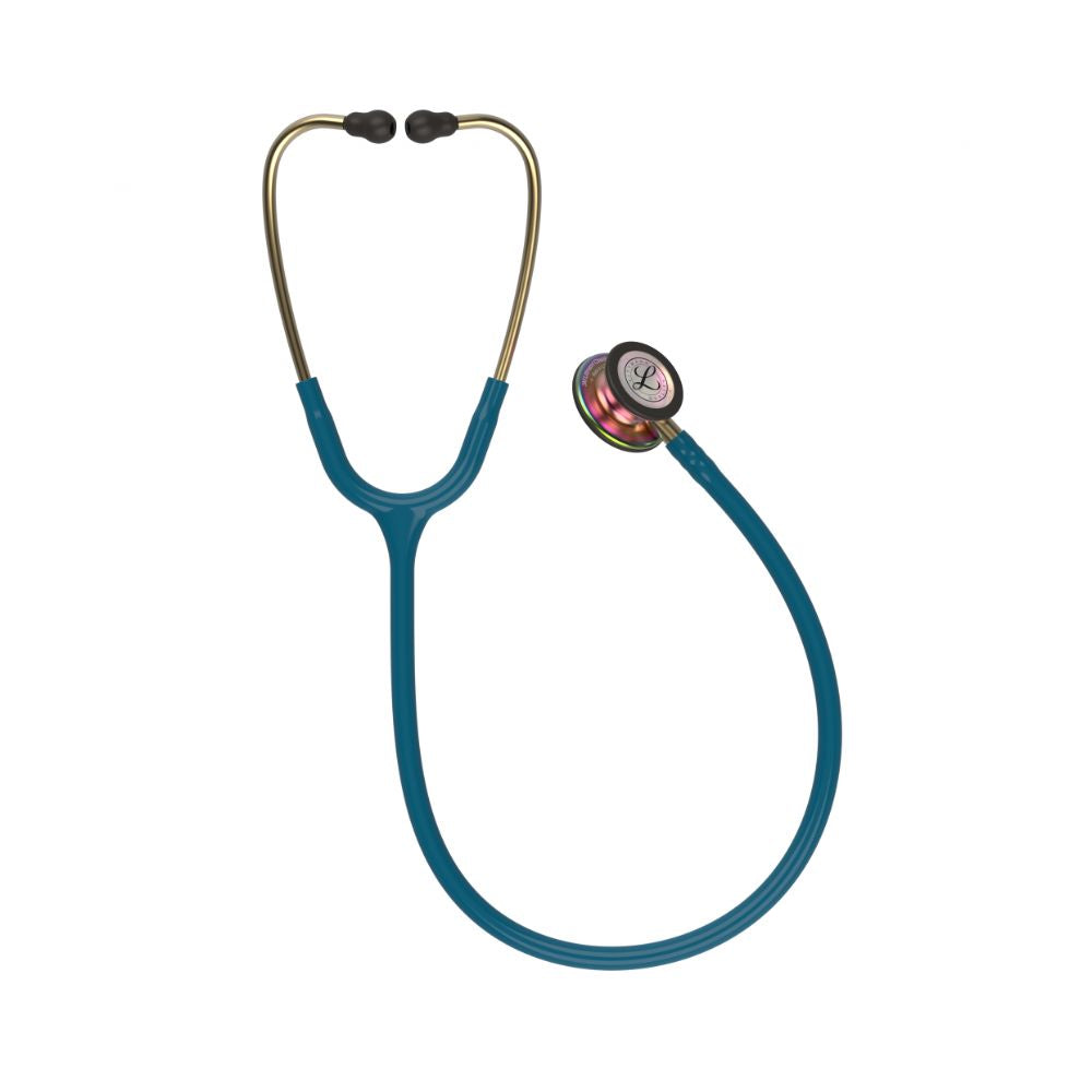 Fonendo Littmann Clasico III azul caribe con campana arcoíris y tubo azul