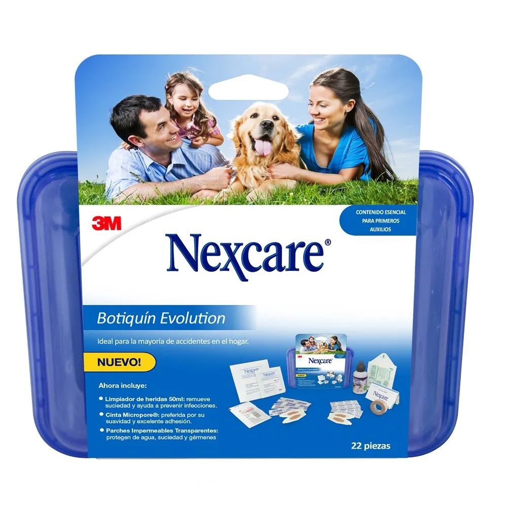 Botiquín Nexcare Evolution, presentación 22 piezas con contenido esencial para primeros auxilios