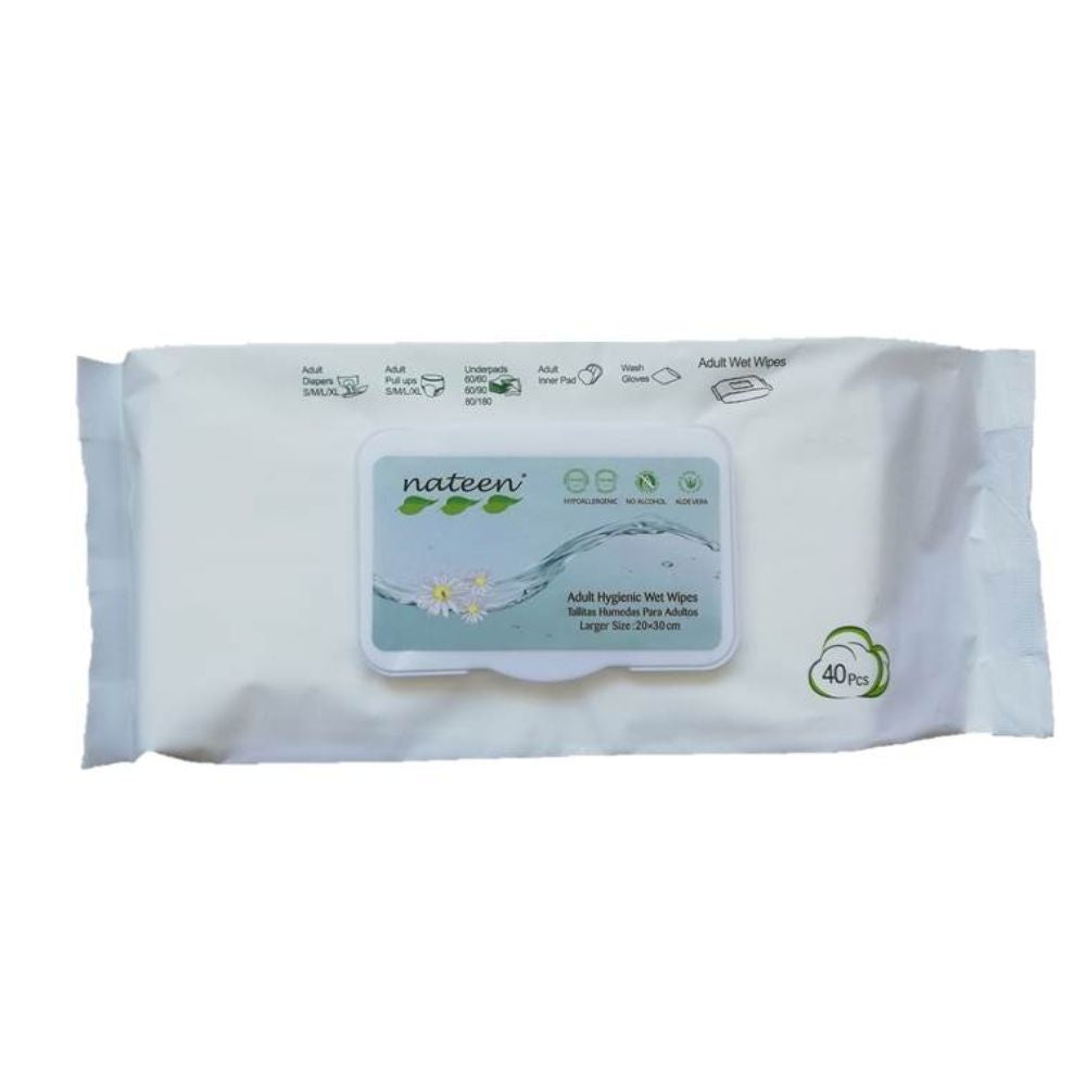Toalla húmeda Nateen x40, toallitas desinfectantes para adultos, paquete sellado