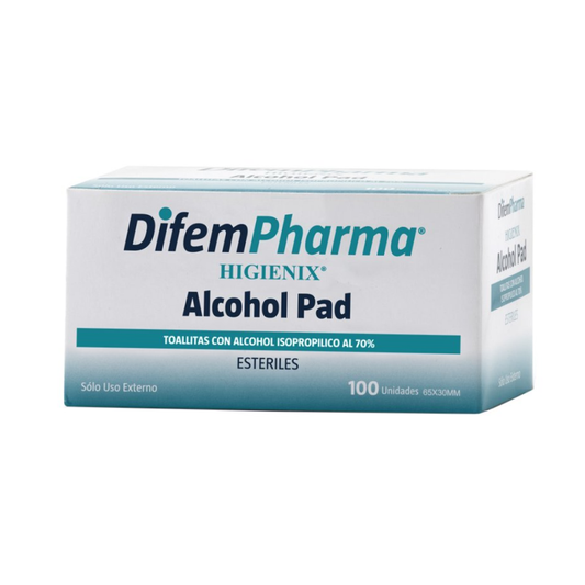 Toallitas con alcohol isopropílico 70% Alcohol Pad, 100 unidades, esterilizadas en caja